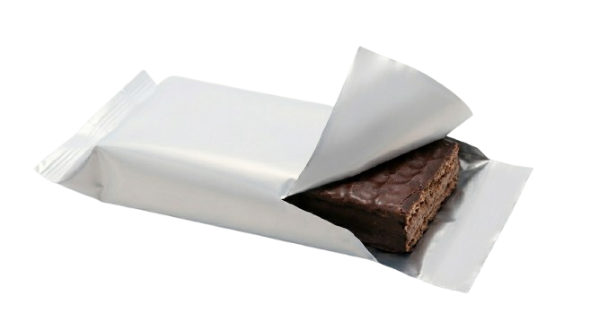 Bustina cold seal con barretta cioccolato — saldatura a freddo